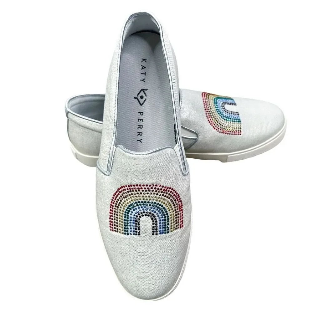 Katy Perry The Kerry Canvas Rainbow Slip-On Sneakers - Size 7.5W